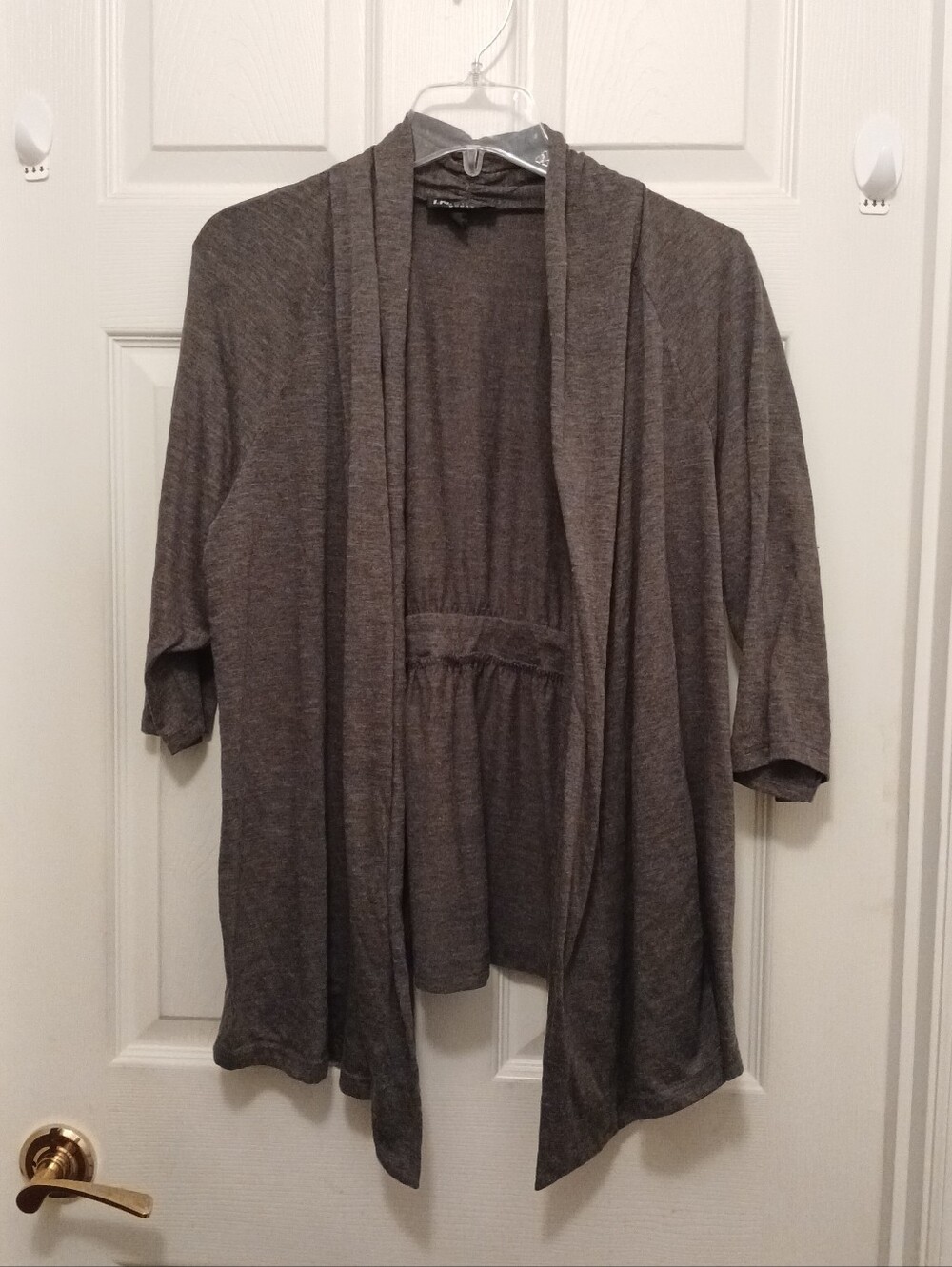 I.N. Studio Woman Made In USA Open Front Cardigan Size 3X Vintage Peplum Gray